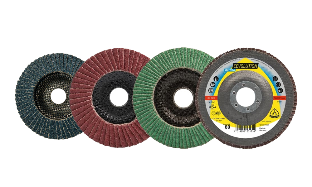 flap disc abrasives showing ceramic, zirconia and aluminium oxide. 